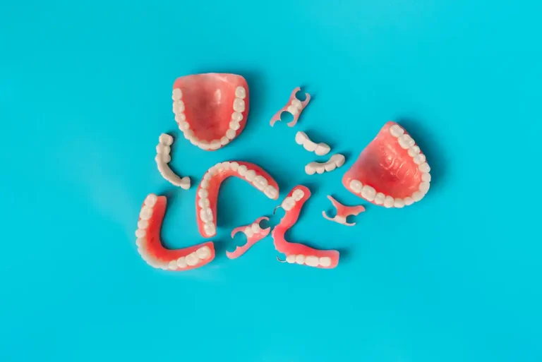 Dentures or dental implants.